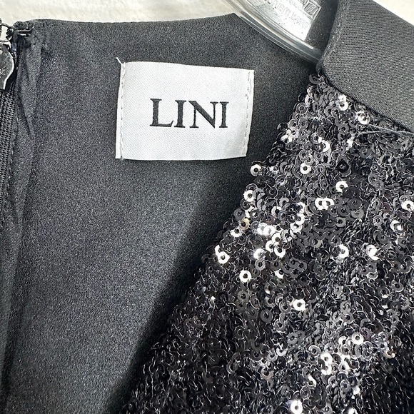 NWT LINI Sequin Embellished Long Sleeve Straight Leg Formal Jumpsuit Black Small - Picture 10 of 16